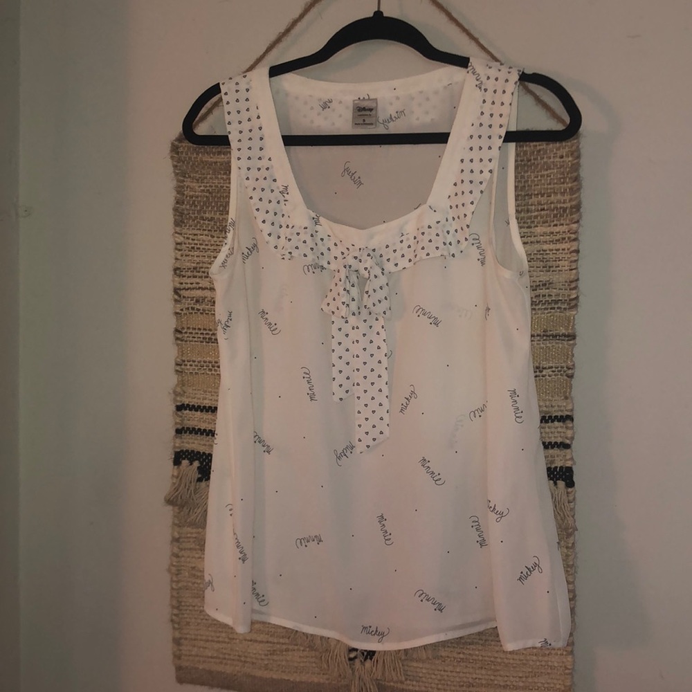LC Lauren Conrad Mickey Minnie top Cream/black S